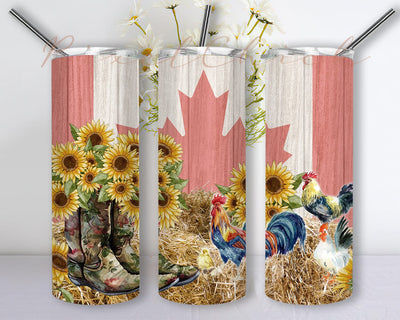 Chickens and Boots 20 oz Skinny Tumbler Wrap Sublimation PixelChick 