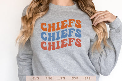 Chiefs Groovy Vintage Wavy Design SVG DXF JPG PNG EPS | School Team Spirit | Team Shirt Sublimation SVG Nanda Bayu 