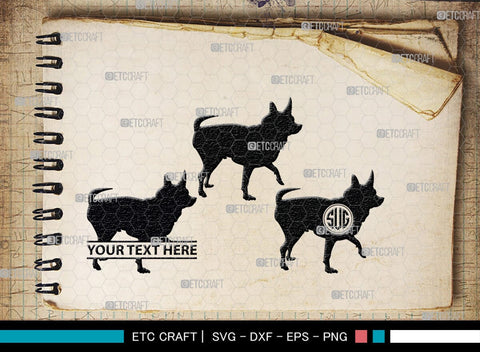 Chihuahua Dog Monogram, Chihuahua Dog Silhouette, Chihuahua Dog SVG, Chihuahua Svg, Dog Svg, Animal Svg, SB00238 SVG ETC Craft 