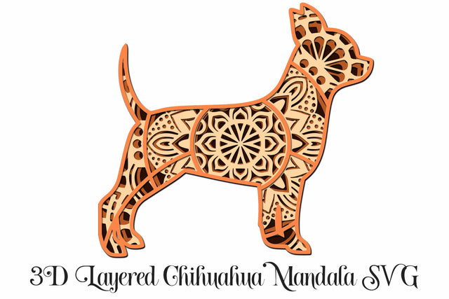 Chihuahua Mandala 3D Layered Dog SVG file, 4 layers SVG Digital Honeybee 