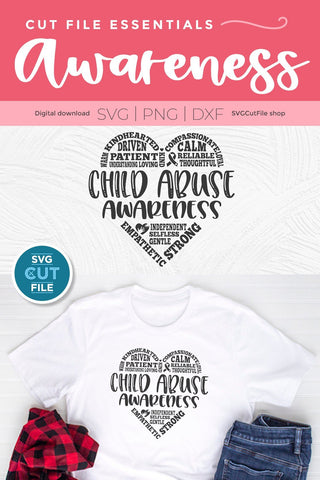 Child abuse svg, child abuse awareness svg, child abuse, prevention month, day, week - heart design for crafters, subway art, svg dxf png SVG SVG Cut File 