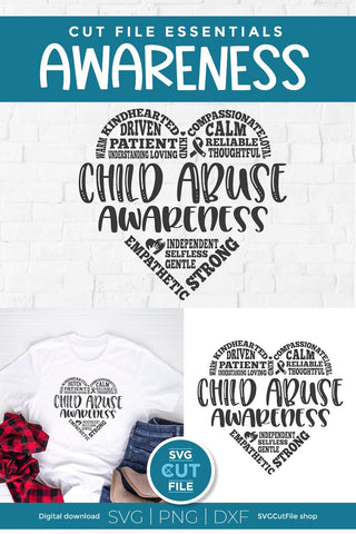 Child abuse svg, child abuse awareness svg, child abuse, prevention month, day, week - heart design for crafters, subway art, svg dxf png SVG SVG Cut File 