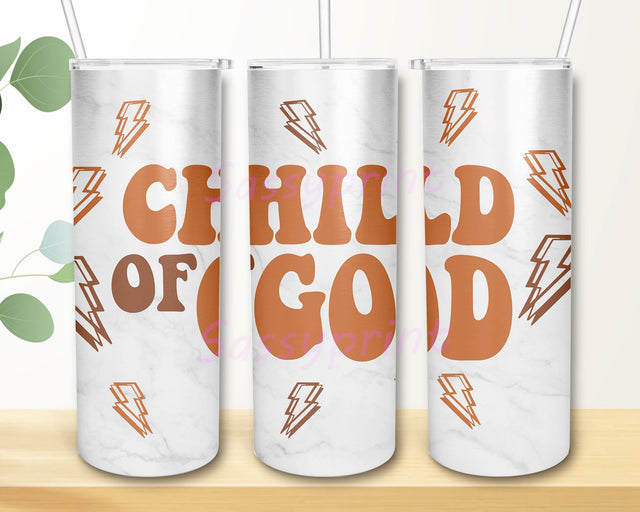 Child Of God 20 oz Skinny Tumbler Sublimation Design, Christian Tumbler PNG Sublimation sassyprint 