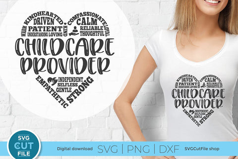 Childcare Provider svg with heart words SVG SVG Cut File 