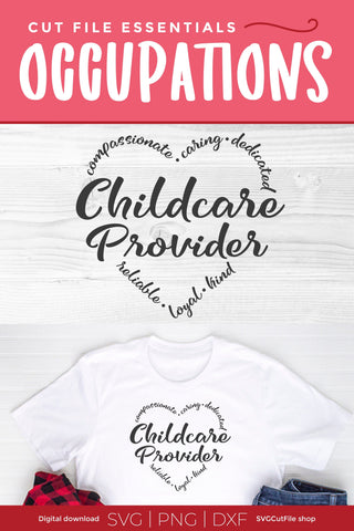 Childcare Provider svg with heart words SVG SVG Cut File 