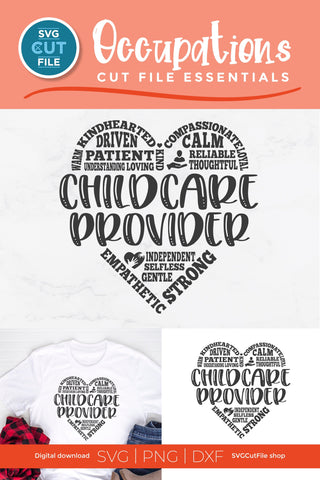 Childcare Provider svg with heart words SVG SVG Cut File 
