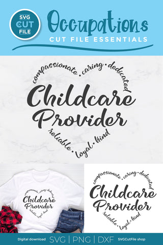 Childcare Provider svg with heart words SVG SVG Cut File 