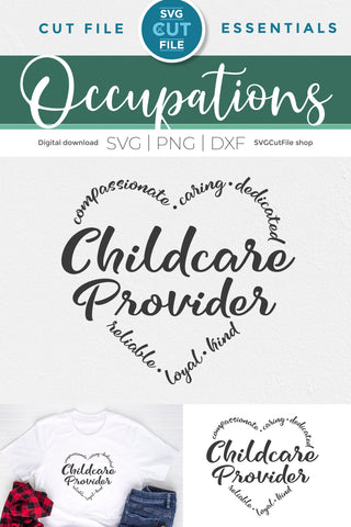 Childcare Provider svg with heart words SVG SVG Cut File 