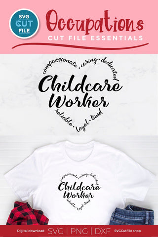 Childcare worker svg, Child Care Worker svg, Daycare worker svg, daycare provider svg, early childhood svg, day care worker svg, heart shape SVG SVG Cut File 