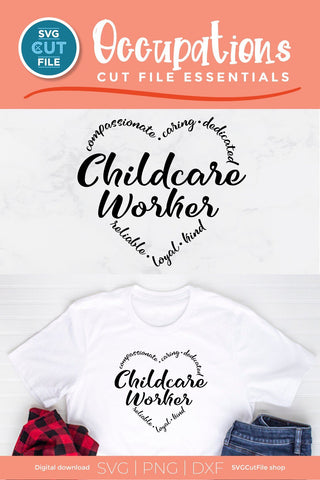 Childcare worker svg, Child Care Worker svg, Daycare worker svg, daycare provider svg, early childhood svg, day care worker svg, heart shape SVG SVG Cut File 