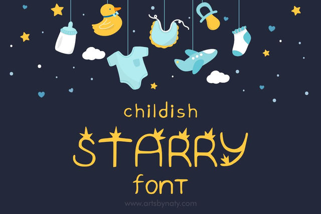 Childish Starry Handwritten Font. Font Arts By Naty 