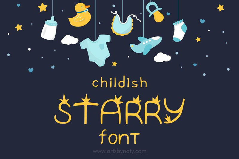 Childish Starry Handwritten Font. - So Fontsy