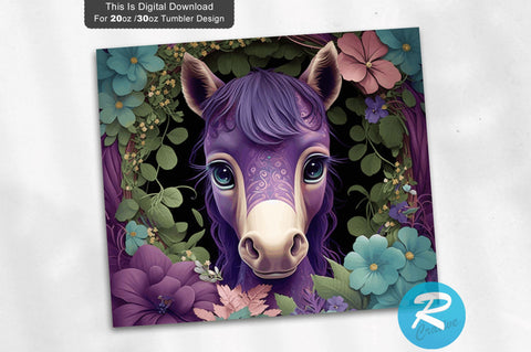 Children Big Eyes Baby Horses 20 oz / 30 oz Tumbler PNG Sublimation Regulrcrative 