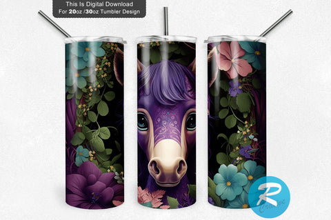 Children Big Eyes Baby Horses 20 oz / 30 oz Tumbler PNG Sublimation Regulrcrative 