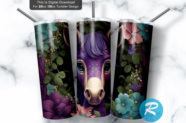 Children Big Eyes Baby Horses 20 oz / 30 oz Tumbler PNG Sublimation Regulrcrative 