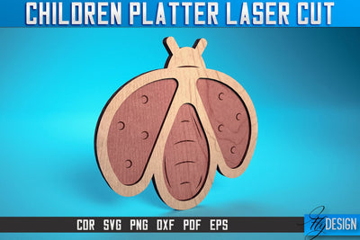 Children Platter Laser Cut SVG | Platter Laser Cut SVG Design | CNC Files SVG Fly Design 