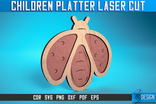 Children Platter Laser Cut SVG | Platter Laser Cut SVG Design | CNC Files SVG Fly Design 