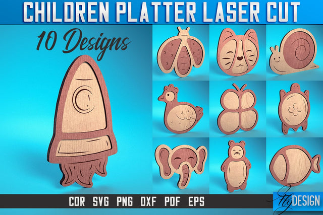 Children Platter Laser Cut SVG | Platter Laser Cut SVG Design | CNC Files SVG Fly Design 