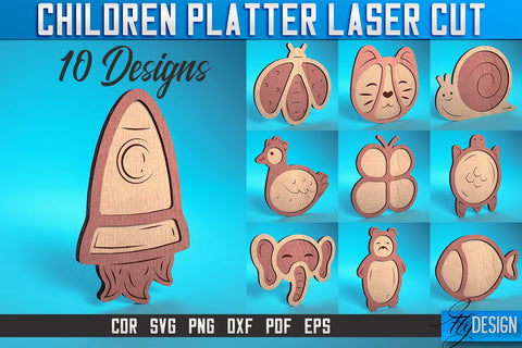 Children Platter Laser Cut SVG | Platter Laser Cut SVG Design | CNC Files SVG Fly Design 