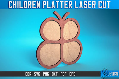Children Platter Laser Cut SVG | Platter Laser Cut SVG Design | CNC Files SVG Fly Design 
