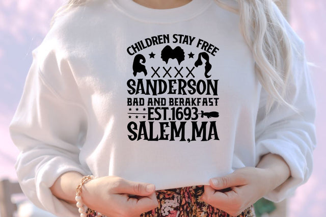 Children stay free sanderson bad and berakfast est.1693 salem,ma SVG SVG DESIGNISTIC 