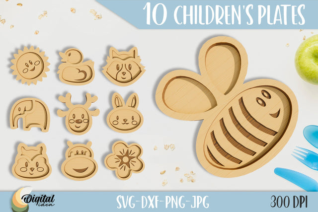Children's Plate Bundle Laser Cut. 3D Children's Plate SVG. SVG Evgenyia Guschina 