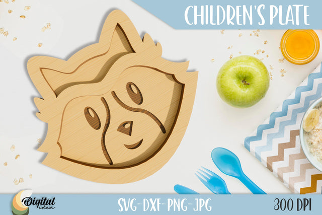 Children's Plate Laser Cut. 3D Funny Design. Raccoon SVG. SVG Evgenyia Guschina 