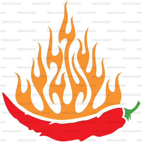 Chili pepper in fire SVG TribaliumArtSF 