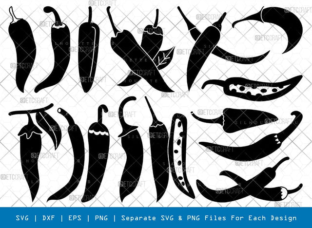 Chili Pepper Silhouette, Chili SVG, Hot Chili Svg, Hot Pepper Svg, Half Chili Svg, Chili Bundle, SB00838 SVG ETC Craft 