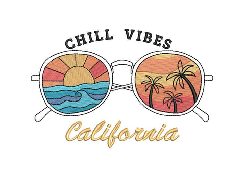 Chill Vibes Sunglasses Machine Embroidery Design Embroidery/Applique DESIGNS Canada Embroidery 