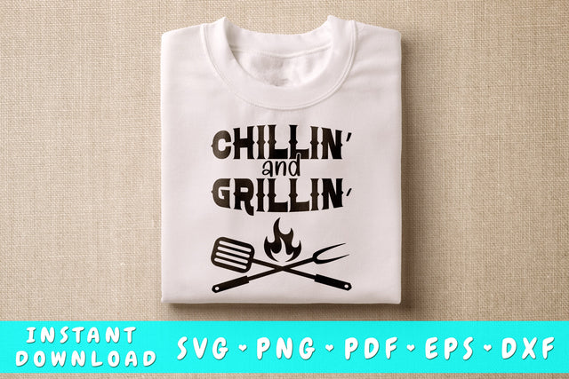 Chillin and Grilling SVG, Barbecue Quote SVG SVG HappyDesignStudio 