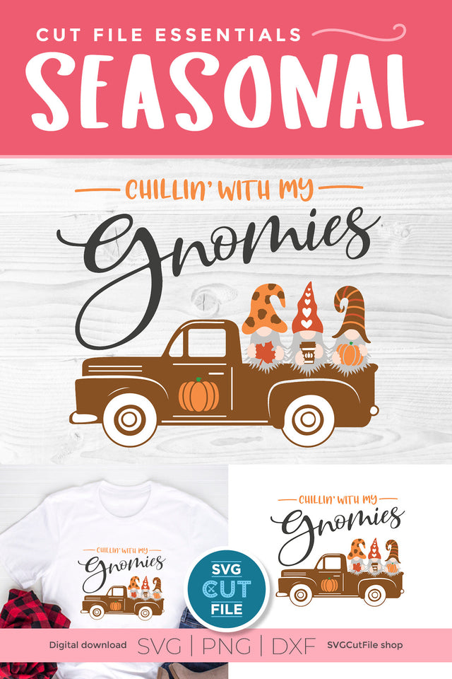 Chillin with my Gnomies - a Pumpkin spice gnome svg for autumn or fall SVG SVG Cut File 