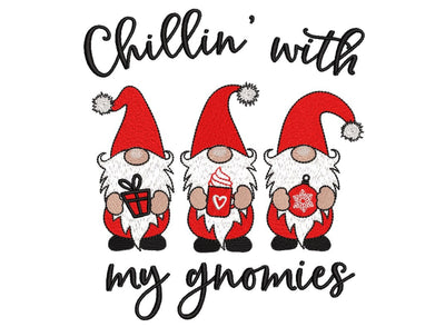 Chillin’ with My Gnomies Embroidery Design, Christmas Gnomes Embroidery File, 3 sizes, Instant Download Embroidery/Applique DESIGNS Nino Nadaraia 