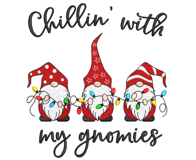 Chillin’ with My Gnomies Embroidery Design, Christmas Gnomes Embroidery File, 4 sizes, Instant Download Embroidery/Applique DESIGNS Nino Nadaraia 
