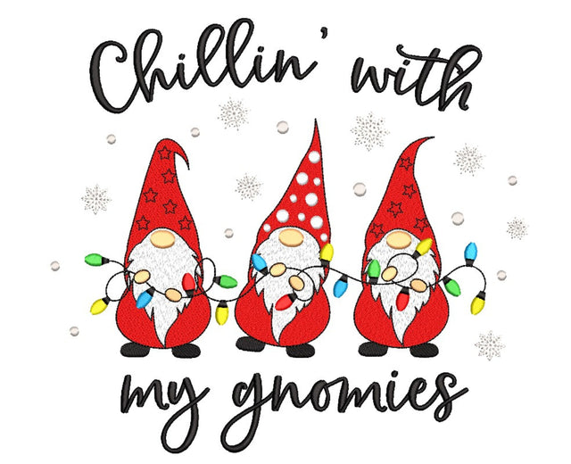 Chillin’ with My Gnomies Embroidery Design, Christmas Gnomes Embroidery File, 4 sizes, Instant Download Embroidery/Applique DESIGNS Nino Nadaraia 