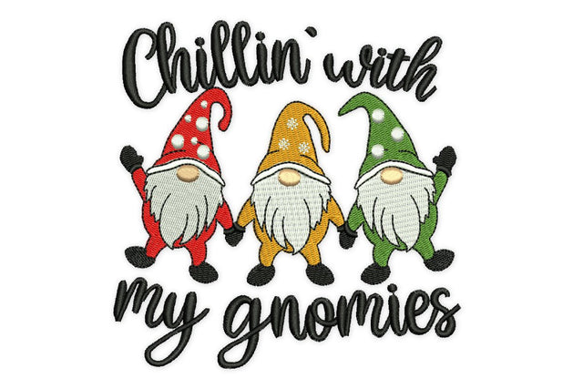 Chillin with my Gnomies Embroidery Designs, Three Cute Gnomes Machine Embroidery File Embroidery/Applique DESIGNS NextEmbroidery 