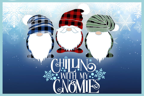 Chillin With My Gnomies Quote with Buffalo Plaid Gnomes SVG SVG Harbor Grace Designs 