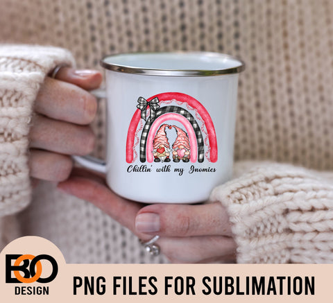 Chillin' with my Gnomies Rainbow png sublimation design download, Valentine's Day png, Valentines gnomies png, sublimate designs download Sublimation BOO-design 