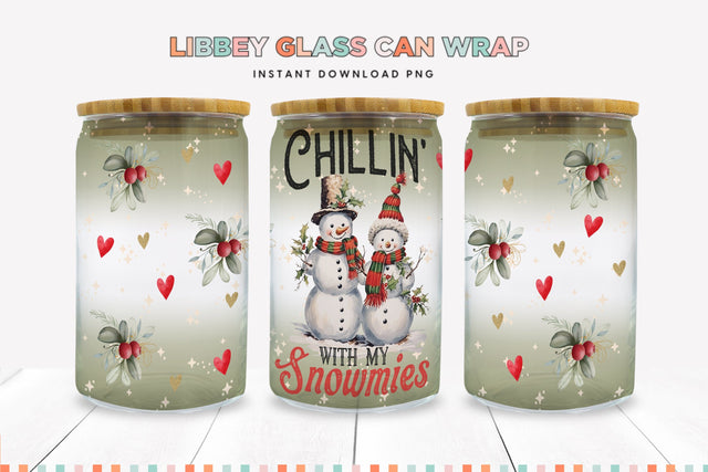 Chillin with my Snowmies Christmas Libbey Can Sublimation Sublimation BijouBay 