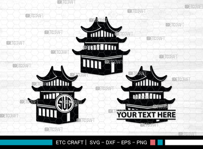 Chinese Building Monogtam, Chinese Building Silhouette, Building Of Chinese SVG, Chinese Building Svg, Pagoda Svg, Pagoda Tower Svg, Temple Svg, SB00018 SVG ETC Craft 