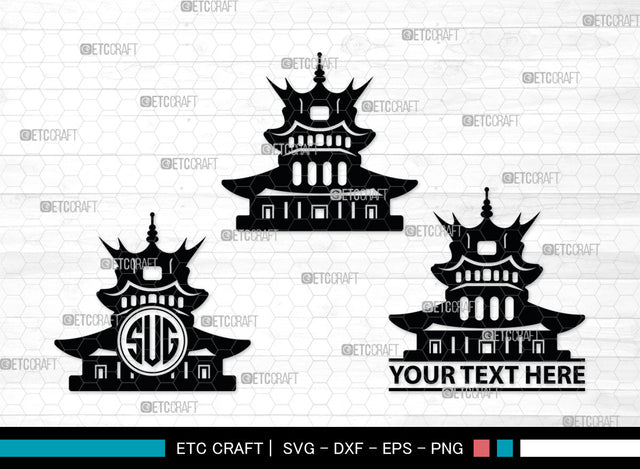 Chinese Building Monogtam, Chinese Building Silhouette, Building Of Chinese SVG, Chinese Building Svg, Pagoda Svg, Pagoda Tower Svg, Temple Svg, SB00018 SVG ETC Craft 