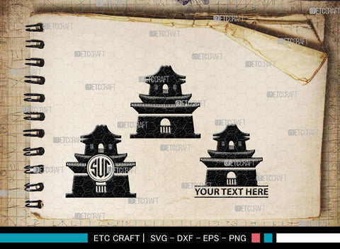 Chinese Building Monogtam, Chinese Building Silhouette, Building Of Chinese SVG, Chinese Building Svg, Pagoda Svg, Pagoda Tower Svg, Temple Svg, SB00018 SVG ETC Craft 