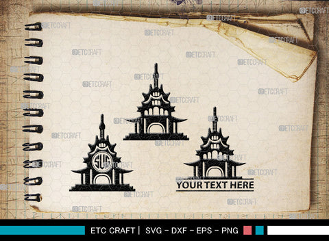 Chinese Building Monogtam, Chinese Building Silhouette, Building Of Chinese SVG, Chinese Building Svg, Pagoda Svg, Pagoda Tower Svg, Temple Svg, SB00018 SVG ETC Craft 