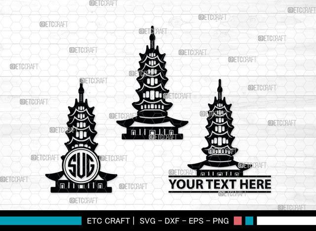 Chinese Building Monogtam, Chinese Building Silhouette, Building Of Chinese SVG, Chinese Building Svg, Pagoda Svg, Pagoda Tower Svg, Temple Svg, SB00018 SVG ETC Craft 