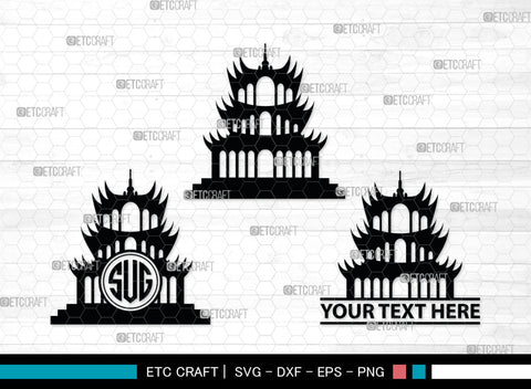 Chinese Building Monogtam, Chinese Building Silhouette, Building Of Chinese SVG, Chinese Building Svg, Pagoda Svg, Pagoda Tower Svg, Temple Svg, SB00018 SVG ETC Craft 