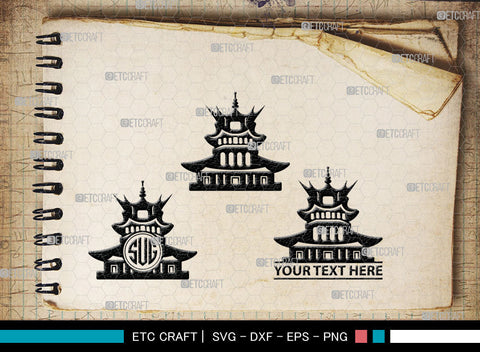 Chinese Building Monogtam, Chinese Building Silhouette, Building Of Chinese SVG, Chinese Building Svg, Pagoda Svg, Pagoda Tower Svg, Temple Svg, SB00018 SVG ETC Craft 