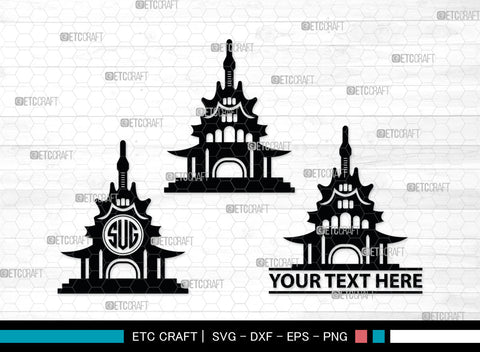 Chinese Building Monogtam, Chinese Building Silhouette, Building Of Chinese SVG, Chinese Building Svg, Pagoda Svg, Pagoda Tower Svg, Temple Svg, SB00018 SVG ETC Craft 