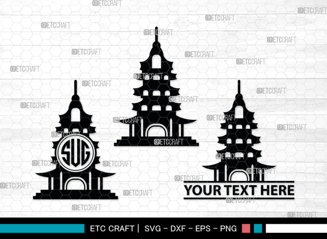 Chinese Building Monogtam, Chinese Building Silhouette, Building Of Chinese SVG, Chinese Building Svg, Pagoda Svg, Pagoda Tower Svg, Temple Svg, SB00018 SVG ETC Craft 