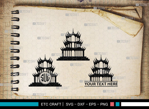 Chinese Building Monogtam, Chinese Building Silhouette, Building Of Chinese SVG, Chinese Building Svg, Pagoda Svg, Pagoda Tower Svg, Temple Svg, SB00018 SVG ETC Craft 