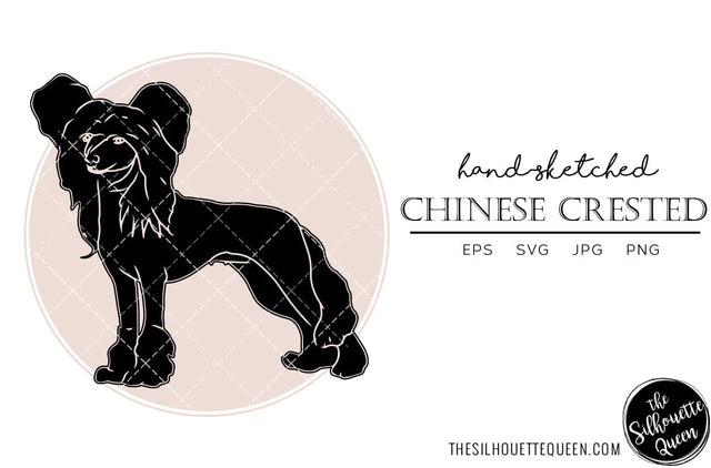 Chinese Crested Hand sketched, hand drawn vector clipart SVG Loveleen Kaur 